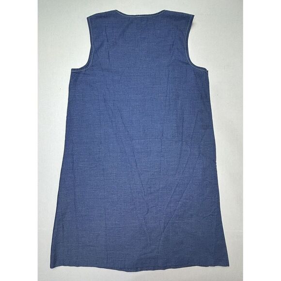 Vtg 60s Lisa Smock Lisanne Chambray Embroidered Dress Medium Corn Farm Midwest - Picture 2 of 8